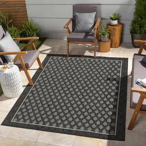 Sunshine GC_HAR2008 Anthracite 7 ft. 10 in. x 10 ft. 3 in. Indoor/Outdoor Area Rug Sunshine GC_HAR2008 Anthracite 7 ft. 10 in. x 10 ft. 3 in. Indoor/Outdoor Area Rug
