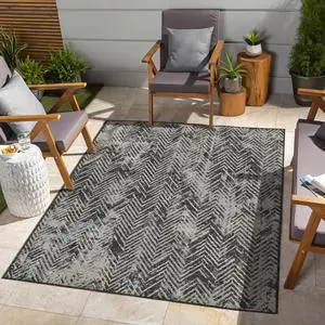 Sunshine GC_HAR2011 Anthracite 7 ft. 10 in. x 10 ft. 3 in. Indoor/Outdoor Area Rug Sunshine GC_HAR2011 Anthracite 7 ft. 10 in. x 10 ft. 3 in. Indoor/Outdoor Area Rug