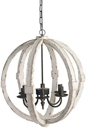 22 inch 6 Light Wood Chandelier, Candelabra Style,Classic, White Finish 22 inch 6 Light Wood Chandelier, Candelabra Style,Classic, White Finish