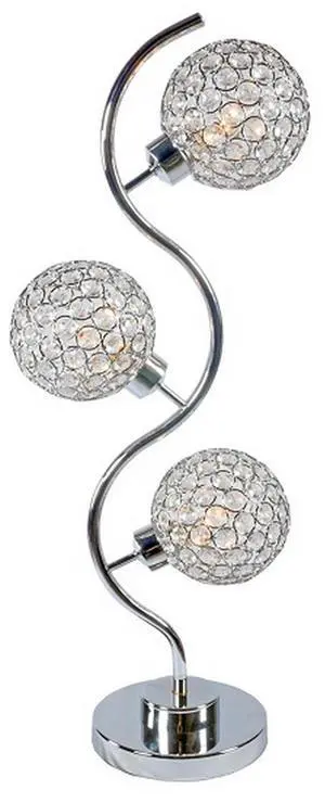 Denise 32 inch Table Lamp, Metal Frame, Round Base Glass, Crystals, Silver Denise 32 inch Table Lamp, Metal Frame, Round Base Glass, Crystals, Silver