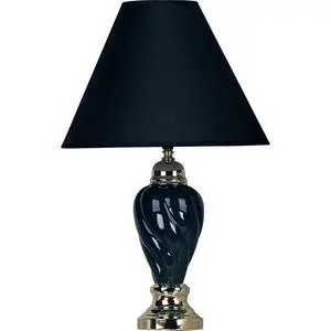 22" Tall Ceramic Table Lamp, Urn-Shaped with Black Finish, Linen Shade 22" Tall Ceramic Table Lamp, Urn-Shaped with Black Finish, Linen Shade