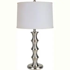 29.5" Tall Steel Table Lamp with Satin Nickel Finish, Linen Shade 29.5" Tall Steel Table Lamp with Satin Nickel Finish, Linen Shade