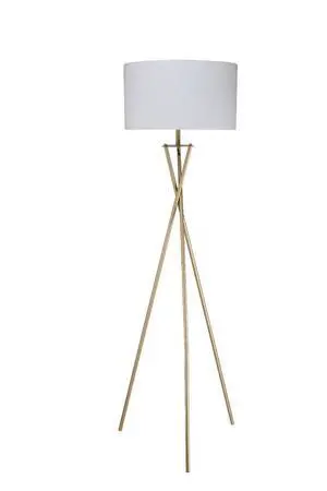 64.5" Tall "Ester" Mid-Century Metal Floor Lamp, Hourglass Design, Matte Gold 64.5" Tall "Ester" Mid-Century Metal Floor Lamp, Hourglass Design, Matte Gold