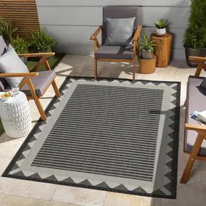 Sunshine GC_HAR2014 Anthracite 7 ft. 10 in. x 10 ft. 3 in. Indoor/Outdoor Area Rug Sunshine GC_HAR2014 Anthracite 7 ft. 10 in. x 10 ft. 3 in. Indoor/Outdoor Area Rug