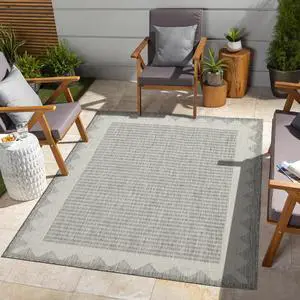 Sunshine GC_HAR2015 Silver 7 ft. 10 in. x 10 ft. 3 in. Indoor/Outdoor Area Rug Sunshine GC_HAR2015 Silver 7 ft. 10 in. x 10 ft. 3 in. Indoor/Outdoor Area Rug