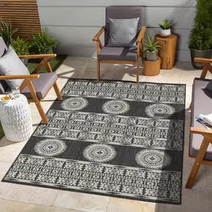 Sunshine GC_HAR2023 Anthracite 7 ft. 10 in. x 10 ft. 3 in. Indoor/Outdoor Area Rug Sunshine GC_HAR2023 Anthracite 7 ft. 10 in. x 10 ft. 3 in. Indoor/Outdoor Area Rug