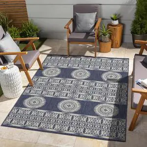 Sunshine GC_HAR2022 Blue 7 ft. 10 in. x 10 ft. 3 in. Indoor/Outdoor Area Rug Sunshine GC_HAR2022 Blue 7 ft. 10 in. x 10 ft. 3 in. Indoor/Outdoor Area Rug