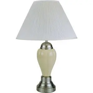 27" Tall Ceramic Table Lamp, Urn-Shaped with Silver / Ivory Finish, Linen Shade 27" Tall Ceramic Table Lamp, Urn-Shaped with Silver / Ivory Finish, Linen Shade