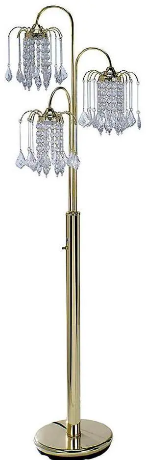 63" Tall Metal Floor Lamp with Brass Finish, Crystal Chandelier Design 63" Tall Metal Floor Lamp with Brass Finish, Crystal Chandelier Design