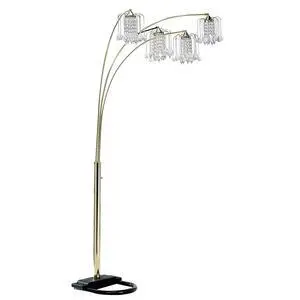 84" Tall Metal Floor Lamp with Brass Finish, Crystal Chandelier Design 84" Tall Metal Floor Lamp with Brass Finish, Crystal Chandelier Design