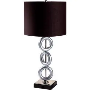 29" Tall Metal Table Lamp with Silver Finish, Ring Style, Espresso Round Shade 29" Tall Metal Table Lamp with Silver Finish, Ring Style, Espresso Round Shade