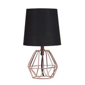 11.25" Copper Metal Table Lamp "Wesley Geometric", Copper 11.25" Copper Metal Table Lamp "Wesley Geometric", Copper