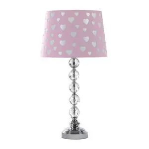 22" Heart Crystal Stacked Orb Metal Table Lamp "Ariel" Pink / White 22" Heart Crystal Stacked Orb Metal Table Lamp "Ariel" Pink / White
