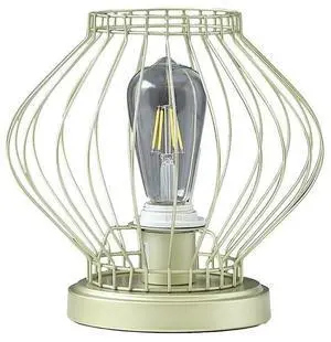 9.5" in industrial Farm Cage Satin Matte Gold Uplight Metal Table Lamp 9.5" in industrial Farm Cage Satin Matte Gold Uplight Metal Table Lamp