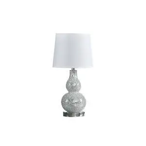 19.5" in Mirror Glass Mosaic Silver Chrome Polyresin Table Lamp 19.5" in Mirror Glass Mosaic Silver Chrome Polyresin Table Lamp
