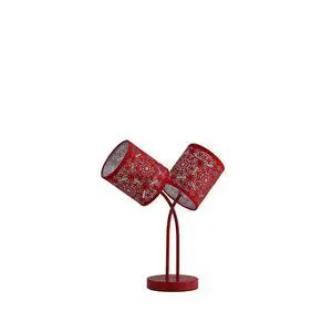 17" in Bohemian Paisley 2-Light Cylinder Red Table Lamp 17" in Bohemian Paisley 2-Light Cylinder Red Table Lamp