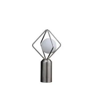 19.5"in Ernst Modern Monoclinic Pendeloque Silver Metal Table Lamp 19.5"in Ernst Modern Monoclinic Pendeloque Silver Metal Table Lamp
