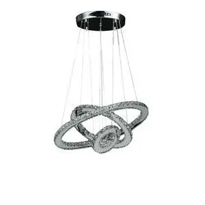 11.8" to 47.2" in Adjustable Height Eira Small Triple Hoop Modern Crystal Stainless Pure White Color Led Remote Control Dimmer Chandelier 11.8" to 47.2" in Adjustable Height Eira Small Triple Hoop Modern Crystal Stainless Pure White Color Led Remote Control Dimmer Chandelier