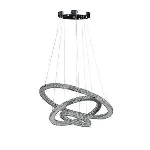 11.8" to 47.2" in Adjustable Height Else Medium Triple Hoop Modern Crystal Stainless Pure White Color Led Remote Control Dimmer Chandelier 11.8" to 47.2" in Adjustable Height Else Medium Triple Hoop Modern Crystal Stainless Pure White Color Led Remote Control Dimmer Chandelier