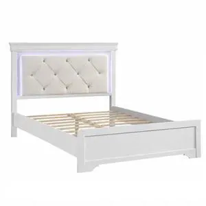 White Faux Leather Tufted HB 3pc Bedroom Set Queen Size Bed 2x Nightstands Unique Texture FB Solid wood White Faux Leather Tufted HB 3pc Bedroom Set Queen Size Bed 2x Nightstands Unique Texture FB Solid wood
