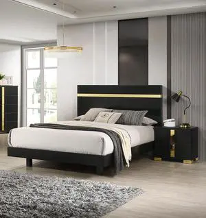 Modern Black 3Pc Bedroom Set Queen Size Bed W Led 2X Nightstands Mattress Ready Furniture Acrylic Trim Modern Black 3Pc Bedroom Set Queen Size Bed W Led 2X Nightstands Mattress Ready Furniture Acrylic Trim