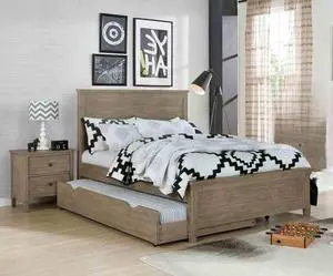 Transitional Full Size Bed w Trundle 2x Nightstands Warm Gray Bedroom Furniture Wood Grain Texture 3pc Set Transitional Full Size Bed w Trundle 2x Nightstands Warm Gray Bedroom Furniture Wood Grain Texture 3pc Set