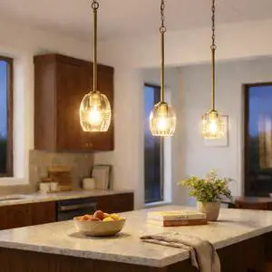 Vista Single Pendant Chain Hanging Light with Clear Glass - Satin Brass Vista Single Pendant Chain Hanging Light with Clear Glass - Satin Brass