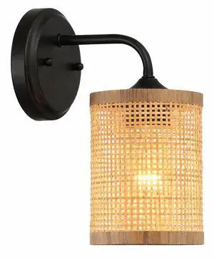 Reef Single Lights Wall Sconce with Natural Rattan Shade Rustic Wicker Wall Light Reef Single Lights Wall Sconce with Natural Rattan Shade Rustic Wicker Wall Light