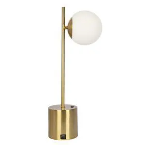 Ethereal Modern Small Brass Metal Table Lamp with White Glass Globe Shade, Elegant Desk Lamp Fixture 22"H x 9.3"W x 5.8"D for Living Room, Desk Lamps for Office Reading Ethereal Modern Small Brass Metal Table Lamp with White Glass Globe Shade, Elegant Desk Lamp Fixture 22"H x 9.3"W x 5.8"D for Living Room, Desk Lamps for Office Reading