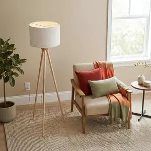 Tall Corner Floor Lamp, Energy Efficient Led Standing Light for Living Room, Bedroom & Office Space Illumination Lirios Three Legged Wooden Strip Floor Lamp - Natural 110V Tall Corner Floor Lamp, Energy Efficient Led Standing Light for Living Room, Bedroom & Office Space Illumination Lirios Three Legged Wooden Strip Floor Lamp - Natural 110V