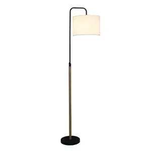 Arc Floor Lamp with Cylinder Shade, Curved Standing Light for Living Room, Bedroom Reading Corner & Office Illumination, Lior Floor Lamp Wooden Pole 110V Arc Floor Lamp with Cylinder Shade, Curved Standing Light for Living Room, Bedroom Reading Corner & Office Illumination, Lior Floor Lamp Wooden Pole 110V