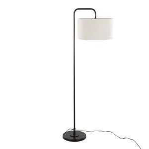 63" Contemporary Metal Floor Lamp in Oil Rubbed Bronze with Beige Linen Shade 63" Contemporary Metal Floor Lamp in Oil Rubbed Bronze with Beige Linen Shade