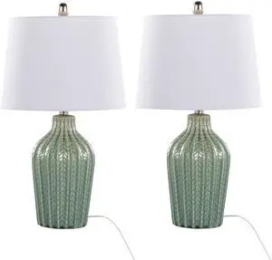 Rockwell 23" Contemporary Ceramic Table Lamp in Sage Crackle Ceramic, Polished Nickel and White Linen Shade From Grandview Gallery - Set Of 2 Rockwell 23" Contemporary Ceramic Table Lamp in Sage Crackle Ceramic, Polished Nickel and White Linen Shade From Grandview Gallery - Set Of 2