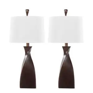 30" Contemporary Polyresin Table Lamp in Copper Bronze Polyresin with Natural Linen Shade From Grandview Gallery - Set Of 2 30" Contemporary Polyresin Table Lamp in Copper Bronze Polyresin with Natural Linen Shade From Grandview Gallery - Set Of 2