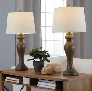 Peppa 31" Contemporary Polyresin Table Lamp in Opal Grey Polyresin with Off-White Linen Shade From Grandview Gallery - Set Of 2 Peppa 31" Contemporary Polyresin Table Lamp in Opal Grey Polyresin with Off-White Linen Shade From Grandview Gallery - Set Of 2