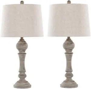 32" Poly Table Lamp in Reclaimed Grey Polyresin with Oat Linen Shade From Grandview Gallery - Set Of 2 32" Poly Table Lamp in Reclaimed Grey Polyresin with Oat Linen Shade From Grandview Gallery - Set Of 2