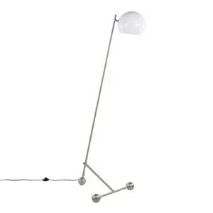 Eileen Contemporary Floor Lamp in Brushed Nickel with White Plastic Shade Eileen Contemporary Floor Lamp in Brushed Nickel with White Plastic Shade