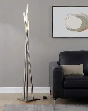 Icicle Contemporary Floor Lamp in Brushed Nickel Icicle Contemporary Floor Lamp in Brushed Nickel