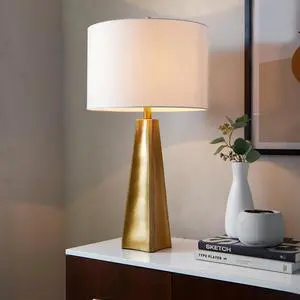 Pompeii 29" Contemporary Polyresin Table Lamp in Gold Polyresin and White Linen Pompeii 29" Contemporary Polyresin Table Lamp in Gold Polyresin and White Linen