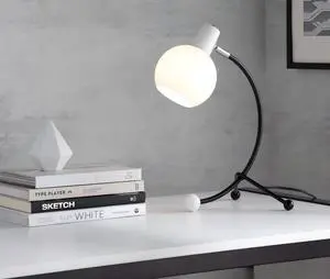 Eileen Contemporary Task Lamp in Black Metal and White Plastic Shade Eileen Contemporary Task Lamp in Black Metal and White Plastic Shade
