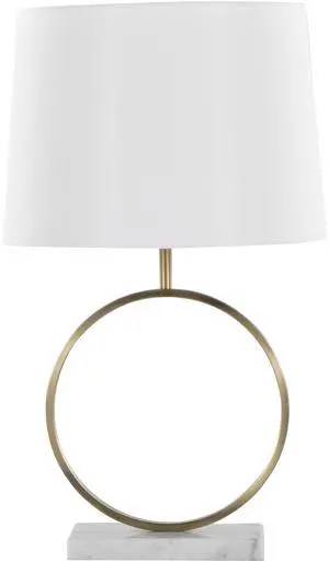Moon Contemporary Table Lamp in White Marble, Gold Metal and White Shade Moon Contemporary Table Lamp in White Marble, Gold Metal and White Shade
