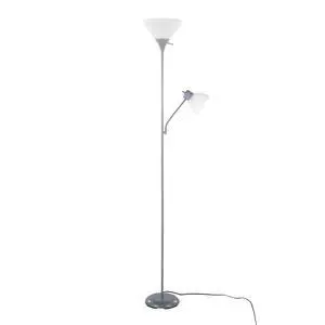 72" Contemporary Metal Floor Lamp in Silver Metal and Frosted White Plastic Shades 72" Contemporary Metal Floor Lamp in Silver Metal and Frosted White Plastic Shades