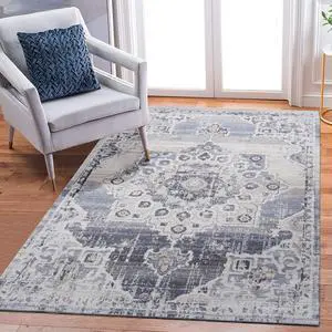 Collection 108*79 inch Cream / Blue / Medallion Area Rug Collection 108*79 inch Cream / Blue / Medallion Area Rug