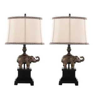 27" Polyresin Table Lamp in Bronze Polyresin with Natural Linen Soft Back Shade - Set Of 2 27" Polyresin Table Lamp in Bronze Polyresin with Natural Linen Soft Back Shade - Set Of 2