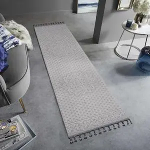 Collection 96*26 inch White / Ivory / Medallion Indoor / Outdoor Runner Rug Collection 96*26 inch White / Ivory / Medallion Indoor / Outdoor Runner Rug
