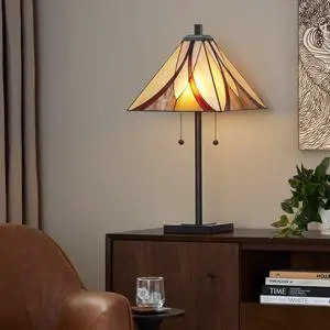 30" Table Lamp in Oil Rubbed Bronze Metal with Brown and Cream Glass 30" Table Lamp in Oil Rubbed Bronze Metal with Brown and Cream Glass