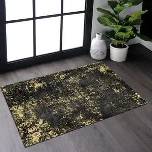 Black Washable Rug 36*24 inch Doormat Rug (Black+Gold, 36*24 inch) Black Washable Rug 36*24 inch Doormat Rug (Black+Gold, 36*24 inch)