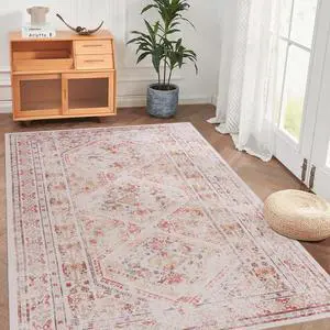 Beige Washable Rug 96*60 inch Area Rug (Beige,96*60 inch) Beige Washable Rug 96*60 inch Area Rug (Beige,96*60 inch)