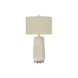 Lighting, 31"H, Table Lamp, Cream Ceramic, Beige Shade, Contemporary Lighting, 31"H, Table Lamp, Cream Ceramic, Beige Shade, Contemporary