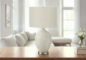 Lighting, 28"H, Table Lamp, Cream Ceramic, Ivory / Cream Shade, Contemporary Lighting, 28"H, Table Lamp, Cream Ceramic, Ivory / Cream Shade, Contemporary